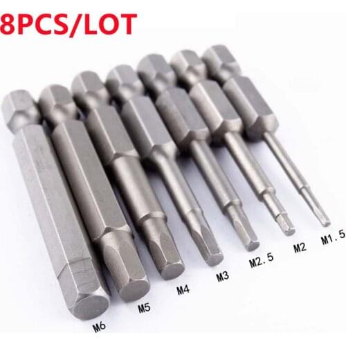 1.5-8mm 8Pcs Hex Head Long Allen Bit Set Quick Connect Shank Impact Driver Drill Magnetic Hex Head Screwdriver Bits Hand Tools