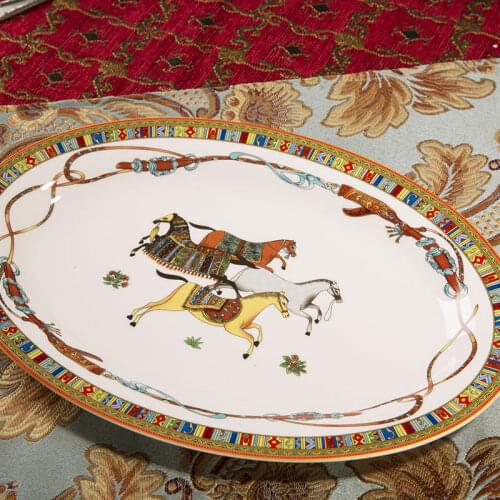 European-Style Bone China Ceramic Plate Set Dinner Set Plates and Dishes Dinnerware Nordic Kitchen Porcelain Tableware