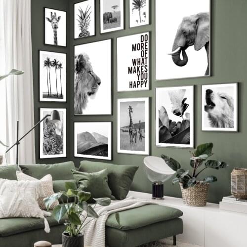 Animals Wall Art Canvas Painting Elephant Lion Wolf Cheetah Giraffe Nordic Poster And Prints Wall Pictures For Living Room Decor