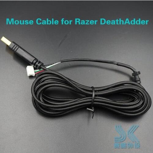 Nylon Mouse Cable for razer deathadder2013 1800 3500DPI Essential White Edition gold plated usb connector Replacement wire Line