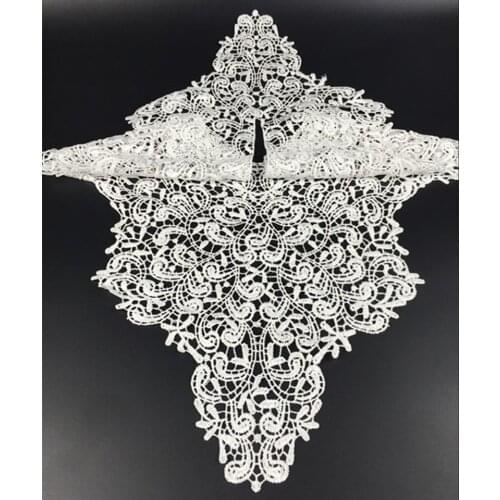 New White Flower Appique DIY White Fabric Venice Lace Trim Applique Wedding Bride Dress Sewing Craft Supplies