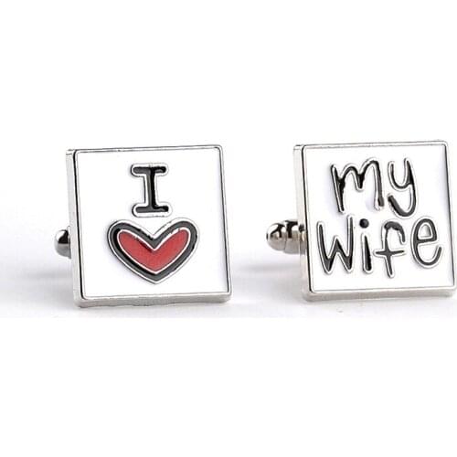 New Fashion Cufflink For Men I Love My Wife Design Good Husband Cuff Link Men Wedding Shirt Charm Zinc Alloy Cufflinks Wholesale