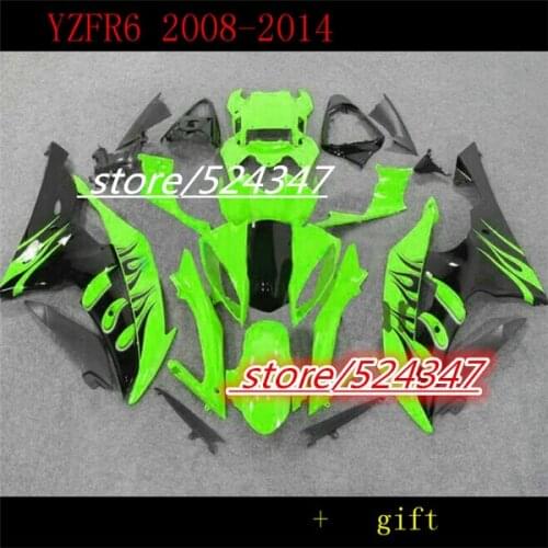 B Black flames green Fairing kit for YZFR6 08 09 10 11 12 14 YZF R6 2008 2014 YZF600 Fairings