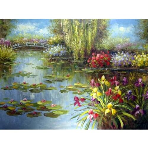 Landscape Flower DIY 11CT Embroidery Cross Stitch Kits Craft Needlework Set Cotton Thread Printed Canvas Home Sale
