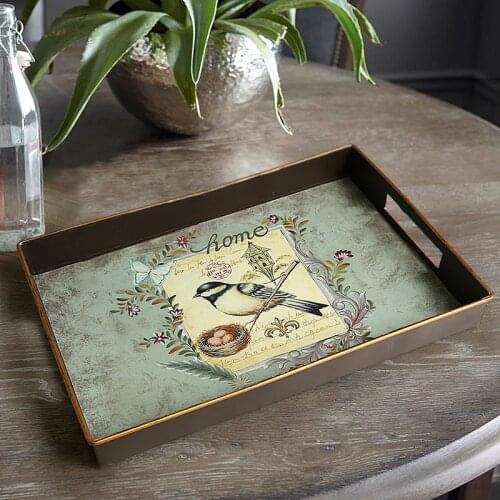 Nordic Creative Tea Tray Handmade Decorative Coffee Food Serving Vintage Tea Tray Bandeja Madera Kitchen Teaware DB60TP