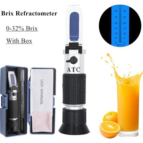 Handheld Brix Refractometer Sugar Wine Concentration Meter Densitometer 0-32% Beer Measuring Grapes ATC With Retail Box 40% OFF