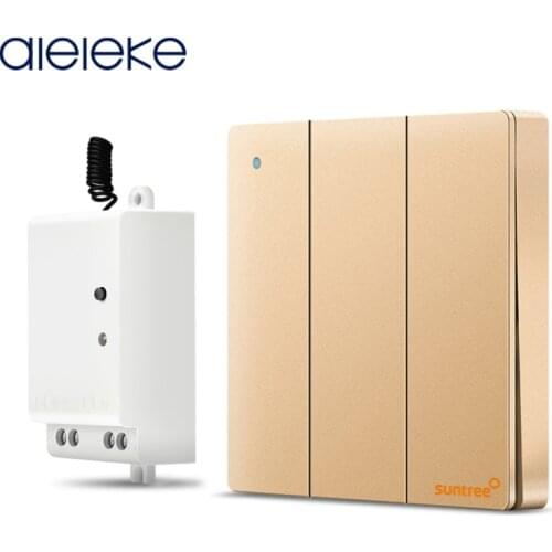 RF 433 tri-open golden self-powered switch freely paste wireless wiring free panel home remote intelligent lighting controller