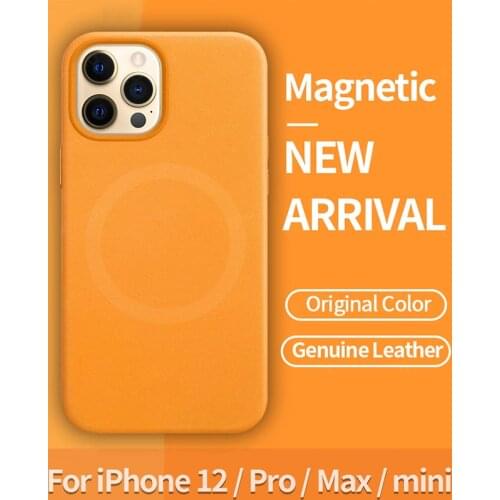 Luxury 1:1 Genuine Leather Case For iPhone 11 Pro Max Magnetic Magsaf* Support Wireless Charge Cover For iPhone 12 Pro Max Mini