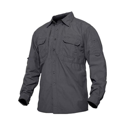Mens Tactical Shirts Summer Lightweight Quick Drying Shirts Army Military Shirts Long Sleeve Outdoor Work Cargo Shirts