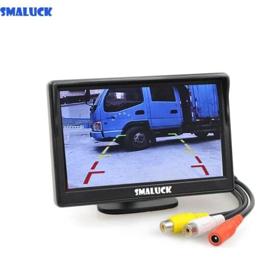 SMALUCK 5" TFT LCD Backup Car Rear View Monitor with Suction Cup Both RCA & 4Pin Connector for MPV SUV Horse Lorry