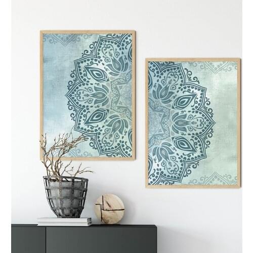 Modern Abstract Painting Bohemian Decorative Mandala Beige Canvas Studio Frameless Interior Wall Painting For Home Decoration