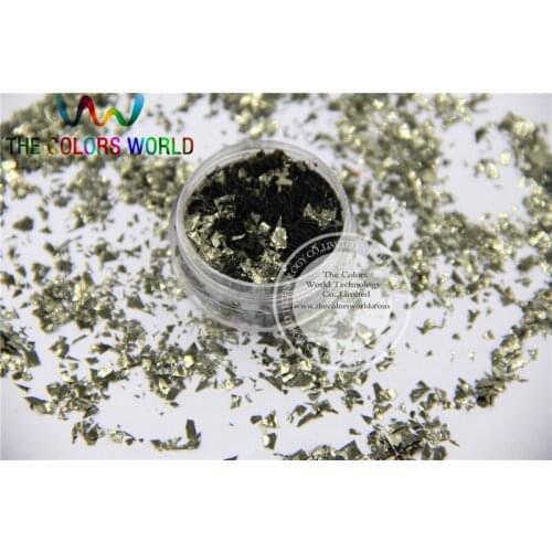 TCM1006 Dark Grey - Green Color Mylar Sheet Random Cut Size Flakes for nail decoration and other art DIY decoration