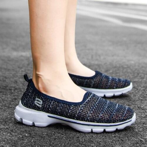 Womens Summer Casual Shoes Thick Bottom Mesh Surface Hollow Breathable Shallow Mouth Casual Walking Shoes Large Size Mom Shoes