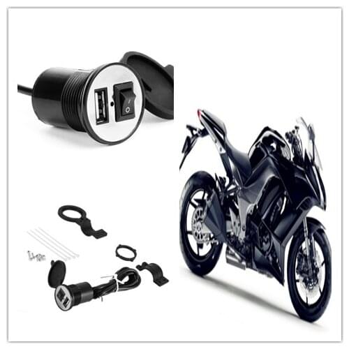 USB 12V charger for 5V 1A / 2.1a motorcycle charger, adapter, power socket for mobile phone for Kawasaki