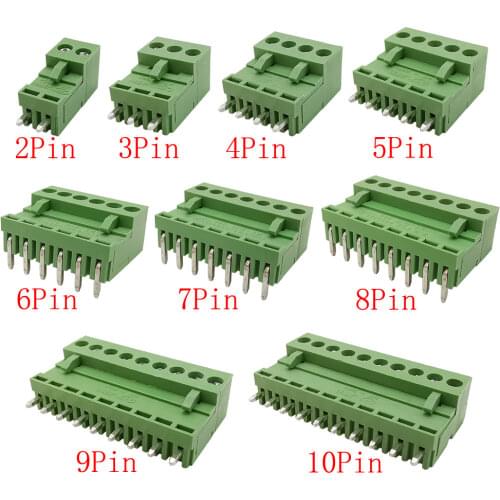 5Pairs Right Angle / Straight Pin 3.96mm Pitch PCB Screw Terminal Block Header Plug Socket Wire Connector 2/3/4/5/6/7/8/9/10 Pin