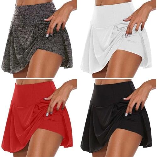 2022 Women Sports Tennis Dance Fitness Quick Drying Solid Female Tennis Running Skort Skirt Active Athletic Yoga Fitness Skirts