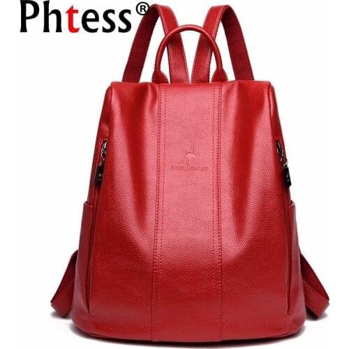 Women Leather Backpacks High Quality Mochila Feminina Vintage Bagpack Solid Famous Luxury Brand Backpacks For Girls Sac A Dos