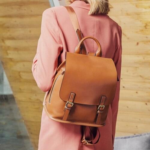 Womens Bags Genuine Leather Large-Capacity Backpack All-Match Korean Casual Ladies Travel School Dual-Use Backpacks