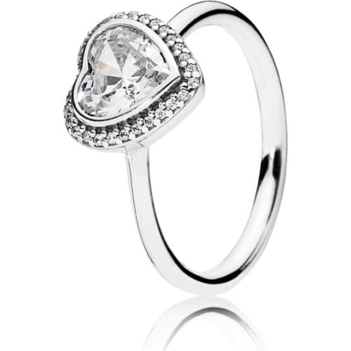 Women Ring 925 Sterling Silver Sparkling Love Heart Ring, Clear CZ Ring Tempted moment Women Fashion Jewelry