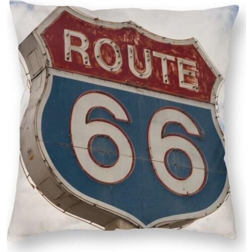 Iconic Americana Route 66 Sign Cushion Cover Print California USA Throw Pillow Case for Sofa Cool Pillowcase Home Decoration