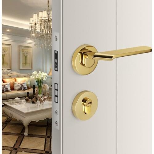 Gold Door Lock Luxury European American ModernLight Solid Wood Interior Door Lock Bedroom Split Handle Knob