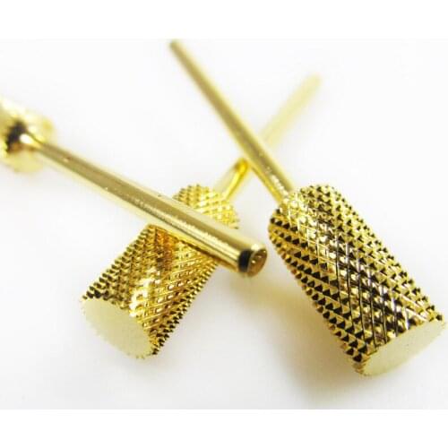 1 pcTungsten Steel Nail Drill Bit Nail Grinding Head Tool Gold Plated for Nail Art Drill Machine 0.55cm Diameter nail bits
