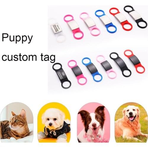 1Pc Pet Dog Tag Silicone Stainless Steel Dog ID Tag Engraved Dog Collar Anti-lost Pet Nameplate Tags For Dog Cat Tensile Rubber