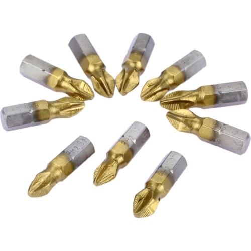 10Pcs 1/4" Hex Shank PH2 Cross Head Phillips Electric Screwdriver Bits 25mm Magnetic Anti-skid Screws Driver Bit Power Hand Tool