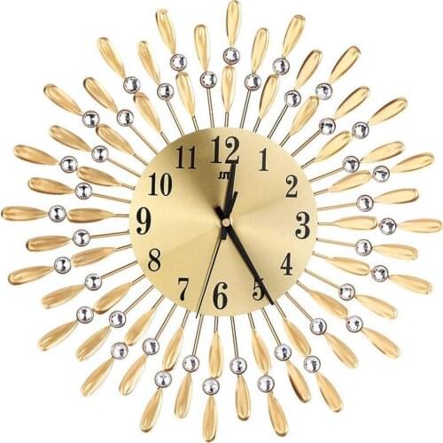 15 inch 3D Large Wall Clock Shiny Rhinestone Sun Style Modern Living Room Decor