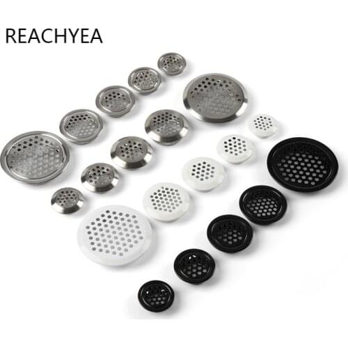20PCS/LOT White/Black/Silver 3colors Steel Cabinet Air Duct Vent Dia.19mm-53mm Steel Louver Mesh Hole Plug Decoration Mesh Cover