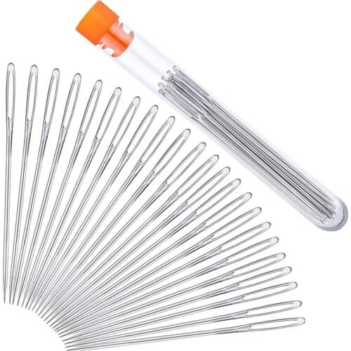 Imzay 23 PCS 2.05in Large Eye Sewing Needles Leather Needle Embroidery Thread Needle Stainless Steel Yarn Knitting Needles