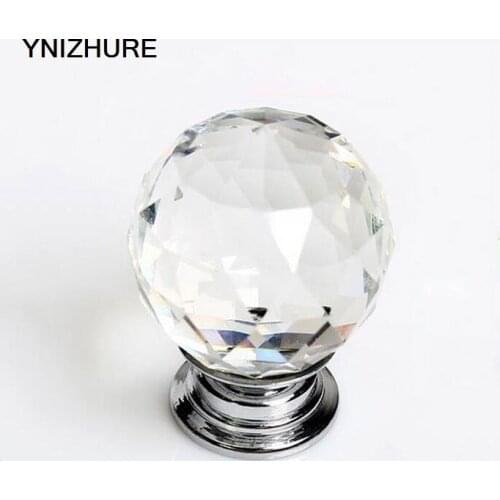 4pcs 30mm Diamond Crystal Glass Ball Alloy Door Drawer Cabinet Wardrobe Pull Handle Drop Furniture Knobs And Pulls For Cabinets