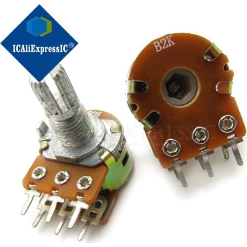 5PCS 2K ohm WH148 B2K 6pin 2K Potentiometer 15mm Shaft With Nuts And Washers Hot In Stock