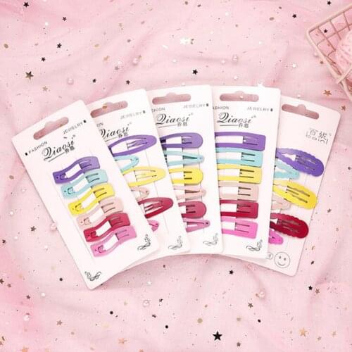 6PCS Candy Hair Clips Alloy Girl Hairpin Summer Cartoon Hairclips BB Clip Fashion Solid color Hair Accessories