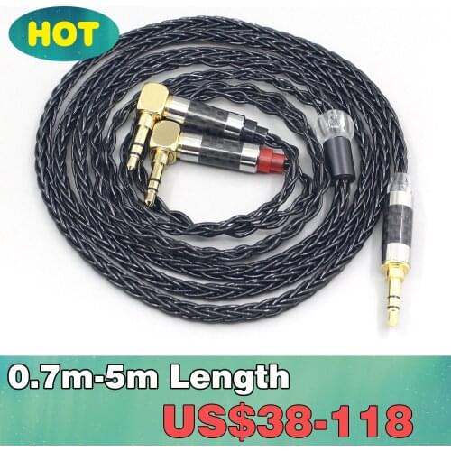 8 Core black Silver Plated Braided Earphone Headphone Cable For Verum 1 One Headset L Shape 3.5mm Pin Earpohone LN007673