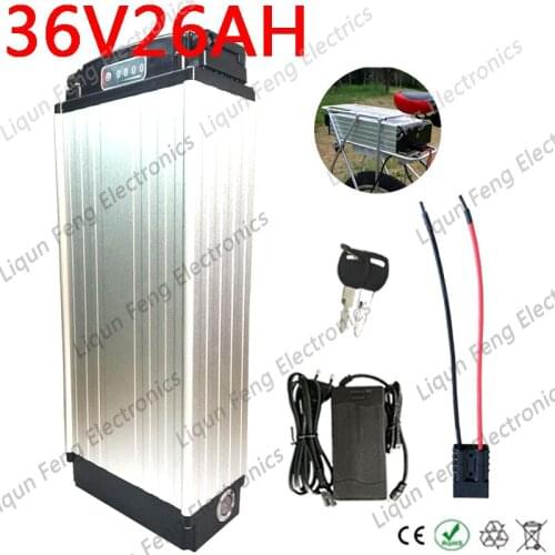 36V 10S Electric Bicycle Battery 1000W 36V 25AH Rear Rack Li-ion Battery 36V 20AH 25AH Ebike Battery With Tail Light+2A Charger
