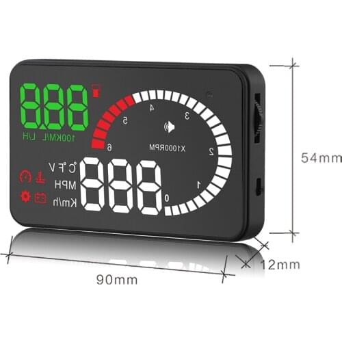 RMLKS X6 3" Auto Hud Head Up Display OBD Car Speedometer OBD2 Speedo Over Speed Voltage Alarm Windshield Projector OBDii Plug
