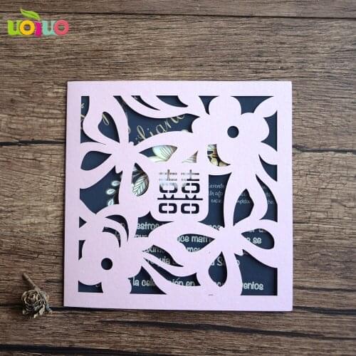 Free shipping 50set inc155 pink china style Laser Cut Invitation Cards Seal Marriage Wedding Invitations Cards