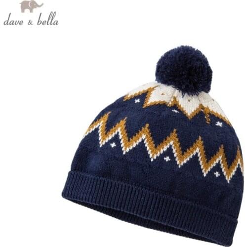 DBM15726-1 dave bella winter new born baby unisex striped hat fashion knitted ball cap