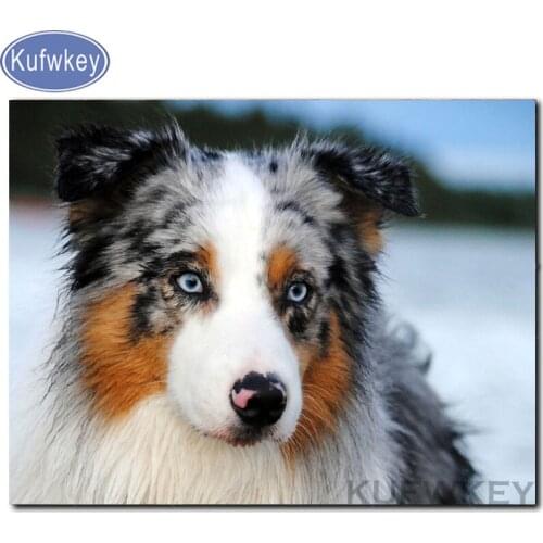 DIY Full Diamonds Embroidery Mosaic Australian Shepherd pictures Square 5d Diamond Painting round rhinestones animal series pet