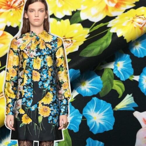 European and American High-end Brand Hand-painted Flower Printed Fabric Spring Summer Cloth for Sewing Material Home Textile