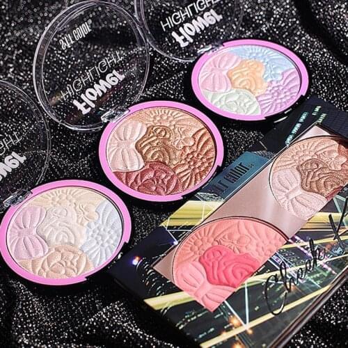 Face Highlighter Illuminator Makeup Brightener Contouring Powder Shimmer Glitter Highlighter Bronzer Palette Cosmetic