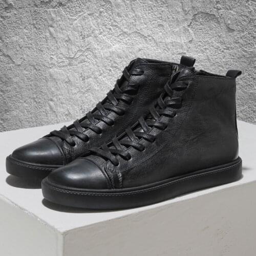 US Size Classical Mens Ankle Boots Full Grain Leather Lace Up Higt- top Boots Boys Winer Warm Fur Snow Boots