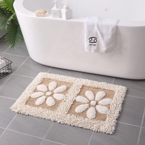 Petal 100% Cotton Chenille Bath Mat Hand Made Carpet Bathroom Rug Soft Absorbent Non-slip Floor Mat Door Mat Machine Washable