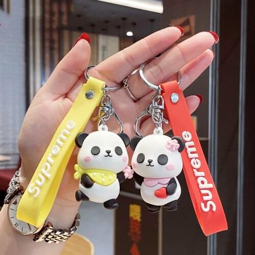 Cute Creative Cartoon Keychain Silicone Jewelry Animal Panda Key Chain Car Girls Bag Keyring Ornaments Accessories Gift