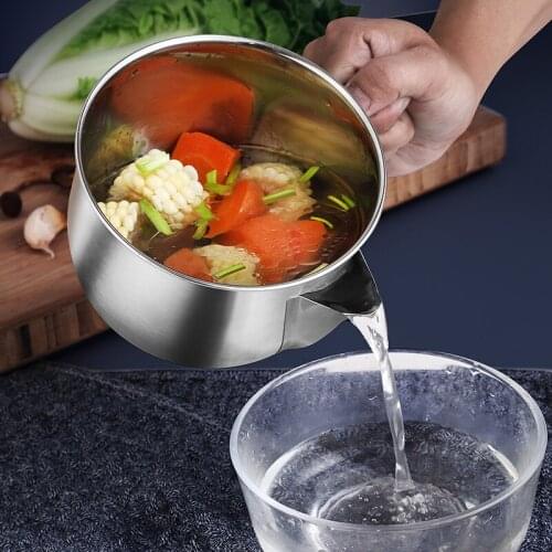 Stainless Steel Gravy Oil Fat Separator High Capacity Oiler Filter Soup Bowl Grease Strainer Home Kitchen Cooking Accessories