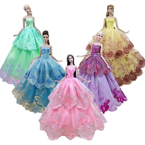 NK 5 Pcs /Set Doll Dress New Gown Handmake Wedding Dress Fashion Clothing For Barbie Doll Baby Toys Free Shipping 5X
