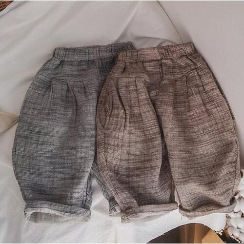 2021 new girls boys long pants cotton linen autumn cool kids pants