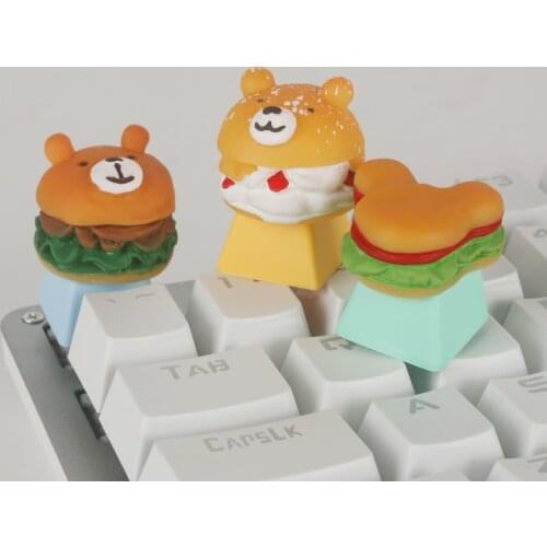 New Gaming Key Caps Handmade Customized PBT Key Cap Personality Mechanical Keyboard Keycap For Bear Burger Puffs