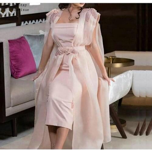 New Arrival Pink Kaftan Dubai Cheap Evening Sexy Dresses 2020 Beading Lace Evening Gown Long Dress Abiti Da Cerimonia Da Sera